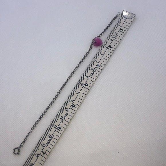VINTAGE Sterling Silver Rolo Link Bracelet w Red Crystal Heart Charm 7.5” - Picture 7 of 7